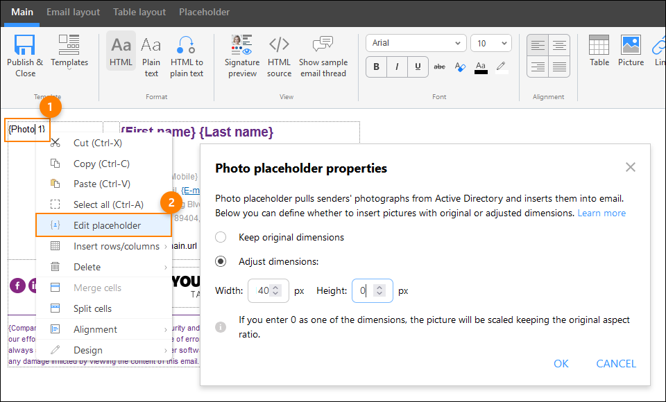 Editing the dimensions of an Office 365 user photo