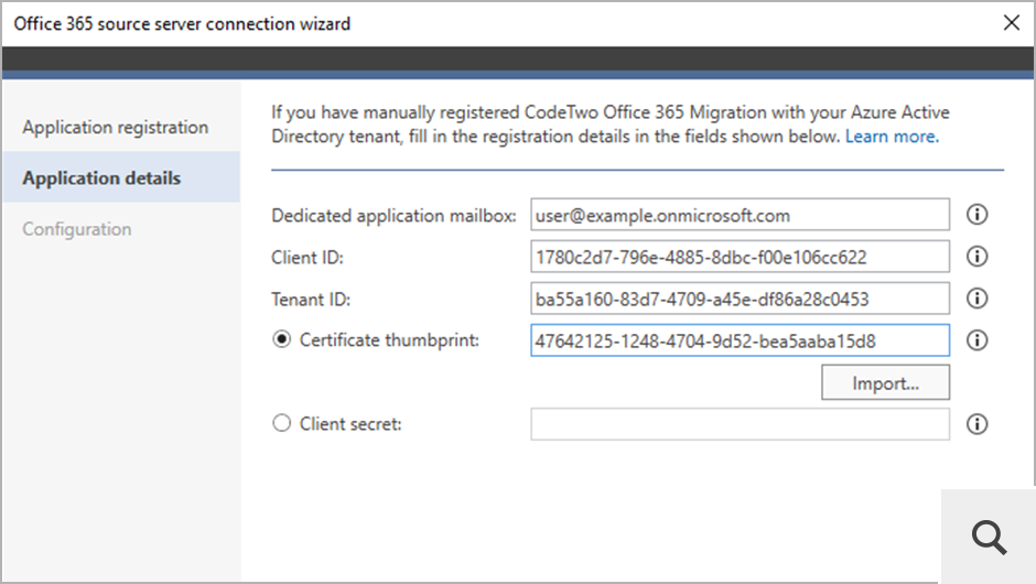 Manual registration is also possible. In this case, you simply need to provide the ID of your tenant and other information regarding the registration process.