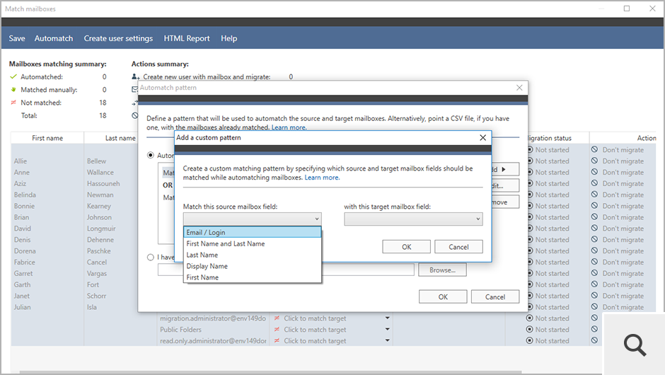 You can use a predefined matching pattern or create your own custom algorithm based on some of the Active Directory attributes.