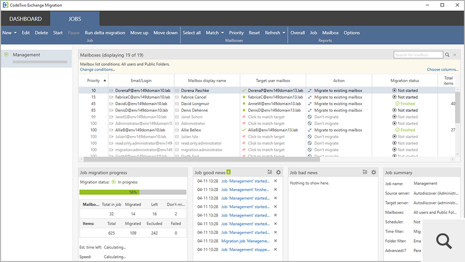 Once you complete the migration job wizard, you can begin the migration right away or wait for the scheduler to start the process automatically.