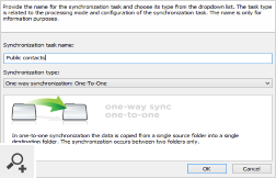 Replication of data in one direction from the source folders to the target folders.