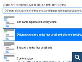 Diferentes firmas en correos nuevos y posteriores