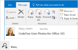 Users belonging to one Microsoft 365 organization can see each other's photos in Outlook messages.