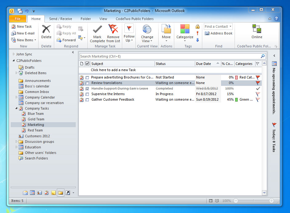 Sync Outlook folders with other machines without Exchange server