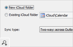 Choosing iCloud folder to sync with Outlook