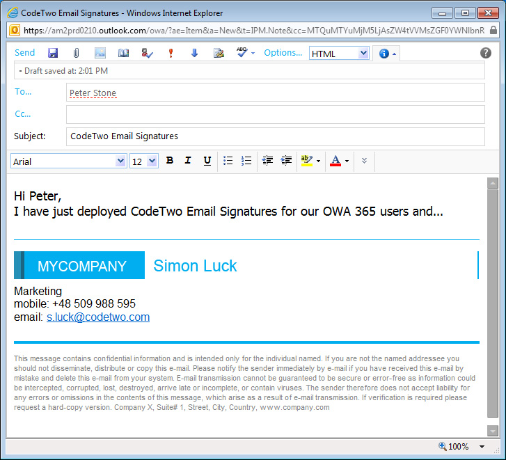 outlook 365 email template