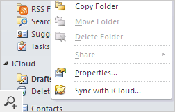 Syncing Outlook folder with iCloud