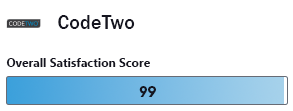 CodeTwo Overall Satisfaction Score on G2 (99)