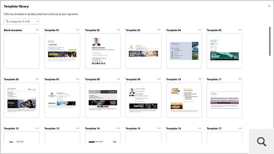 The built-in template library comes with a variety of pre-designed email signature layouts that you can use and customize to fit your needs.