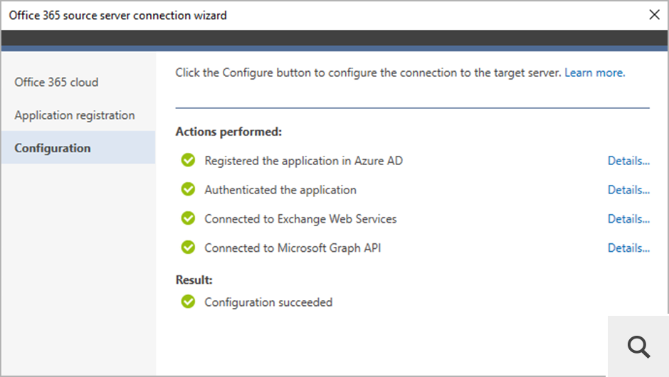 At the end of each server connection wizard, the program performs a set of actions to establish the connection. If there are any problems, the wizard will display possible solutions.