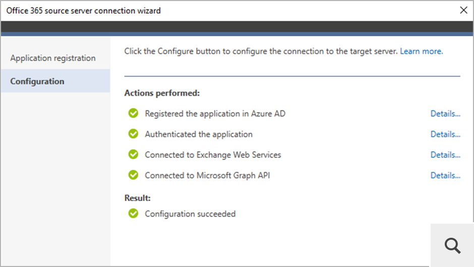 At the end of each server connection wizard, the program performs a set of actions to establish the connection. If there are any problems, the wizard will display possible solutions.