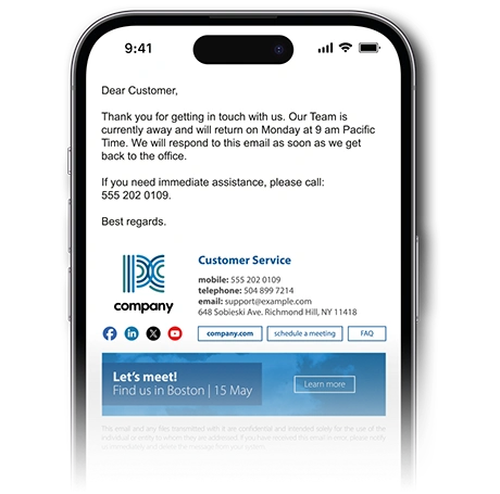 Out of office messages