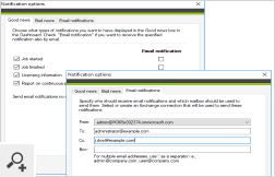 Set the program to notify you or send you an email when specific events occur, so you never miss important information.