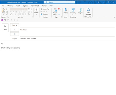 Email signatures added directly in Outlook and OWA (option)