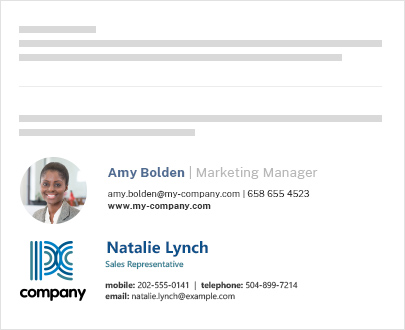 Email signatures are inserted at the very bottom of the email chain