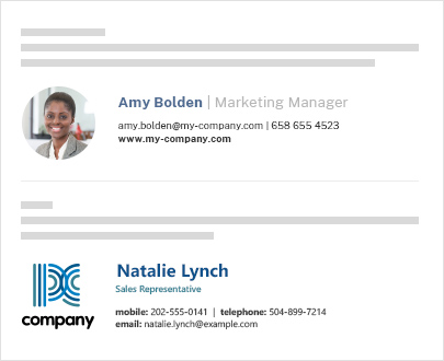 Email signatures are added right under the latest email