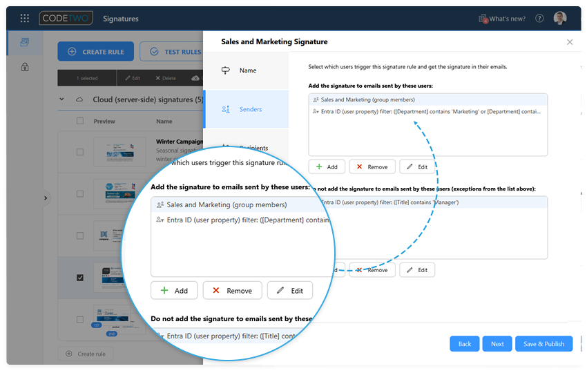 Signatures based on sender’s properties