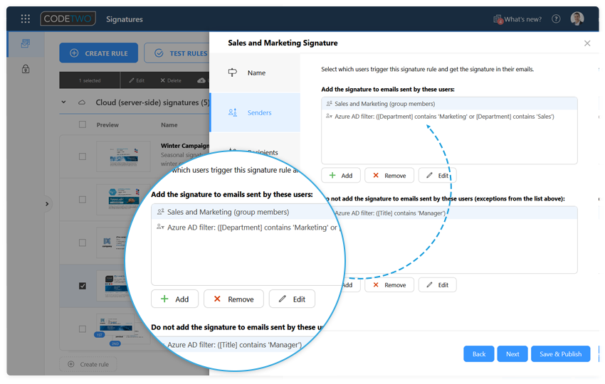 Signatures based on sender’s properties