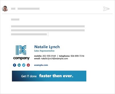 The signature is visible while composing an email message