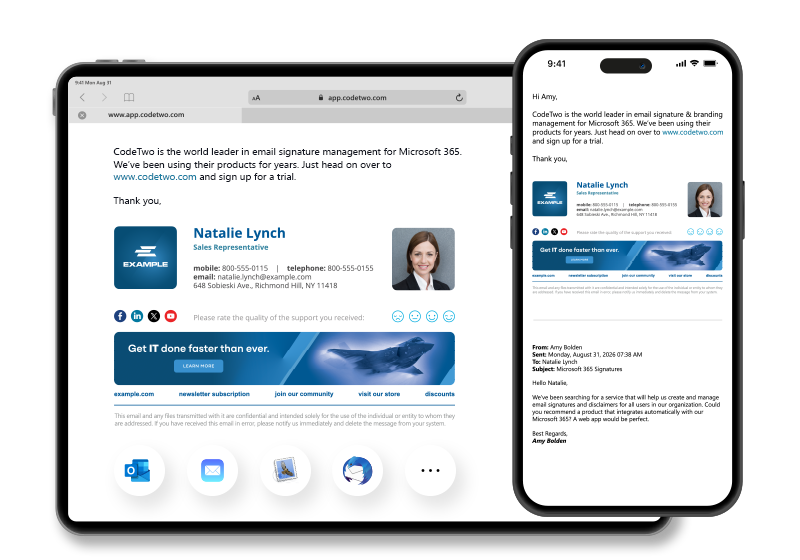 All email apps and devices supported