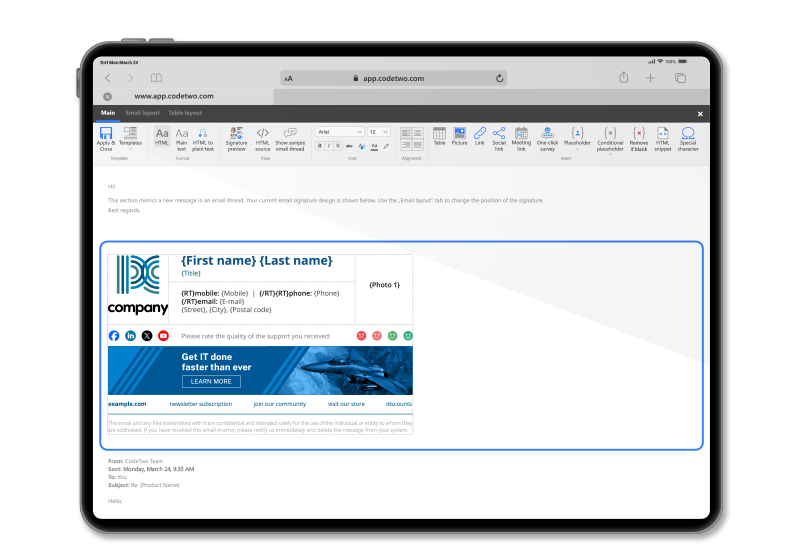 World's best HTML signature template editor