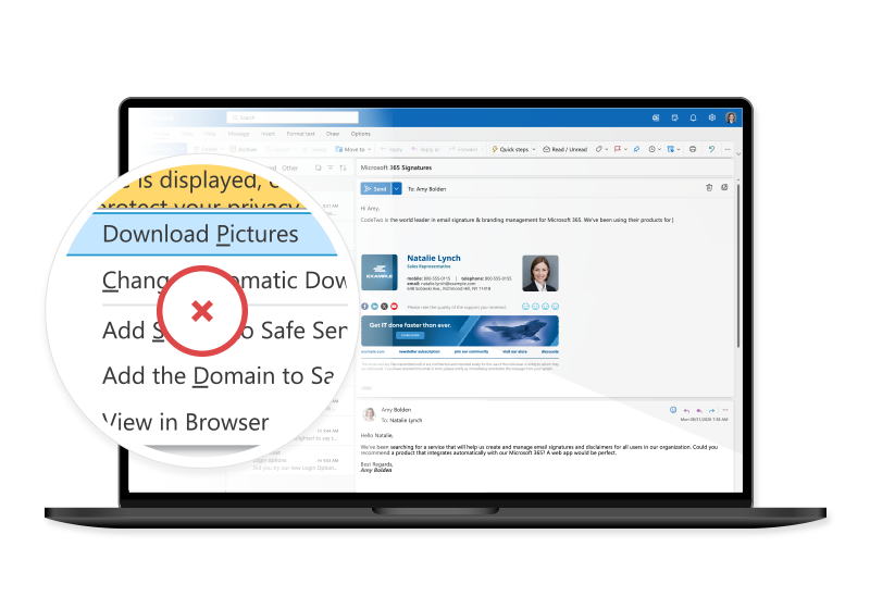 Signatures in replies,graphics embedded in email