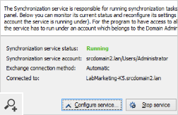 Quick and easy setup thanks to the synchronization service manager that will let you define the server and account the application will run under.