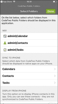 Public Folders iOS - connection - folders