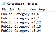 Color categories in text file