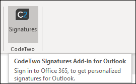 Add-in icon on the Outlook ribbon – user action is required.
