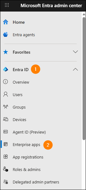 Accessing the list of enterprise apps.