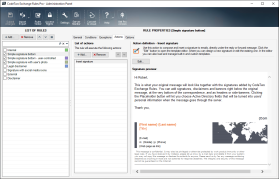 CodeTwo Exchange Rules lets the administrator manage disclaimers and signatures added to messages sent by all users from the Exchange organization.