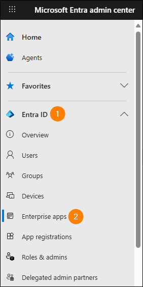 Accessing enterprise apps settings.