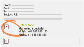 Images in signature are not displayed by default in Outlook and OWA.