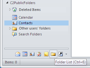 Public Folders on the Folder List in Outlook.