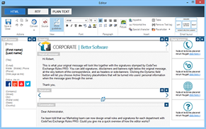 CodeTwo WYSIWYG template editor - no pure HTML scripting required.