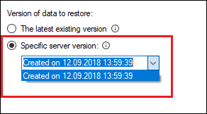 Backup Exchange restore Source data item