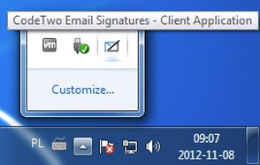 Email Signatures - The Client Application in the system tray.