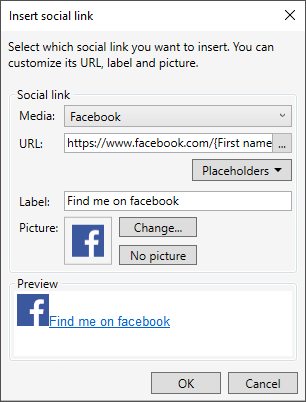 Editor - insert social link