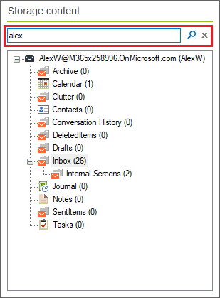 Backup Exchange restore Search box