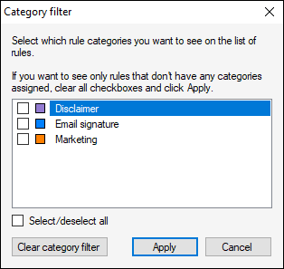 Category filter.