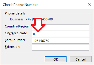 Area code contact
