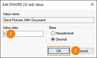 Modifying the Send Pictures With Document value.