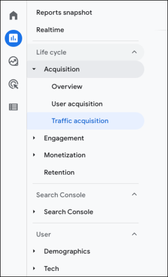 Accessing reports in your Google Analytics account.