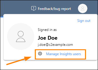 Opening the users management page in CodeTwo Insights.
