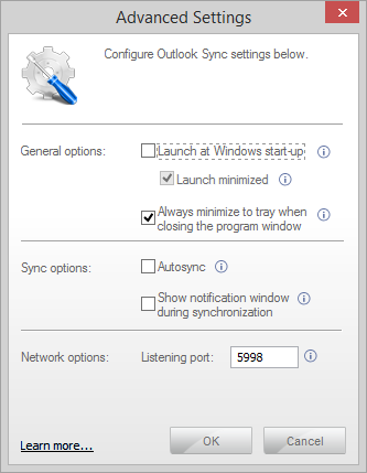 OS - Advanced settings window.