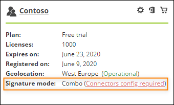 The tenant status displayed when the provisioning of our services is complete.