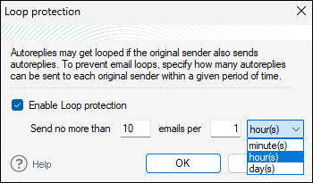 The Loop protection window.