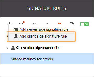 Creating a new client-side signature for the shared mailbox users.