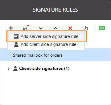 Creating a new server-side signature rule.
